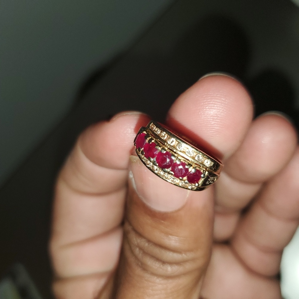 14k Bride/Groom Wedding rings plus Emerald Gold